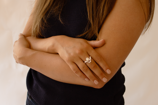 Sterling Silver Molten Pearl Ring