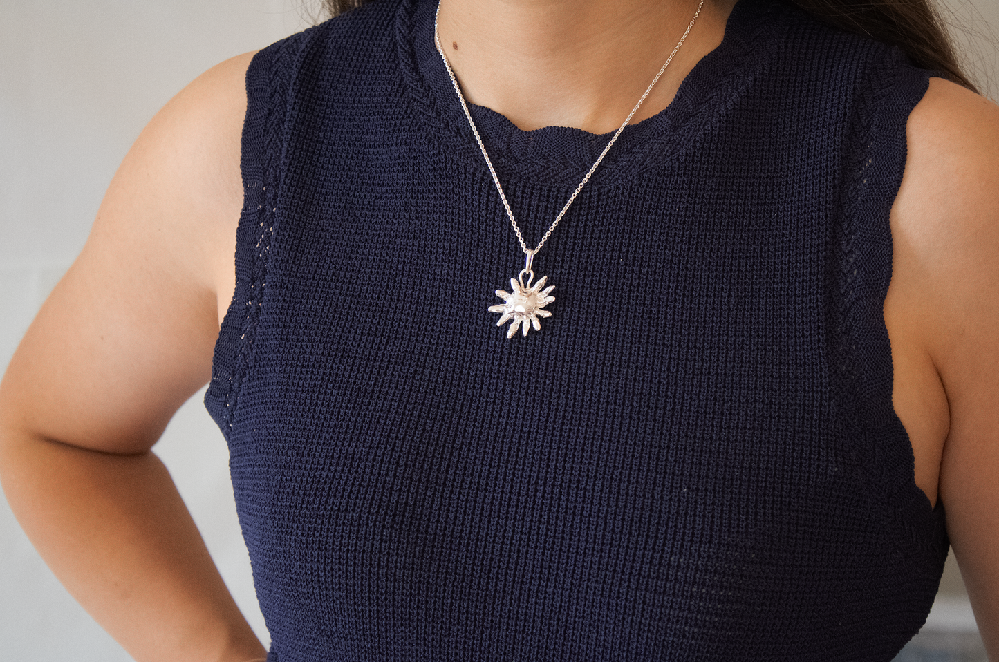 Sterling Silver Sun Pendant Necklace